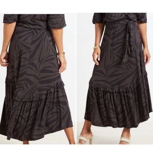 Z Supply Women Leisel Tropical Zebra Ruffle Tiered Maxi Skirt Sz XL Stretch NWOT